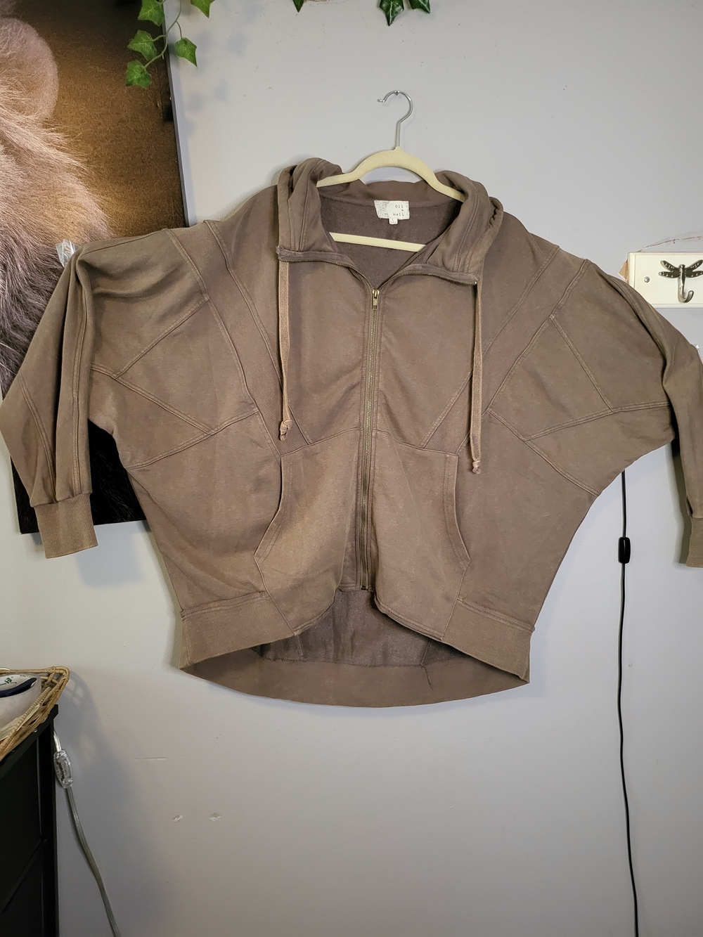 Oli & Hali Olive Vintage Zip-Up Hooded Utility Jacket L